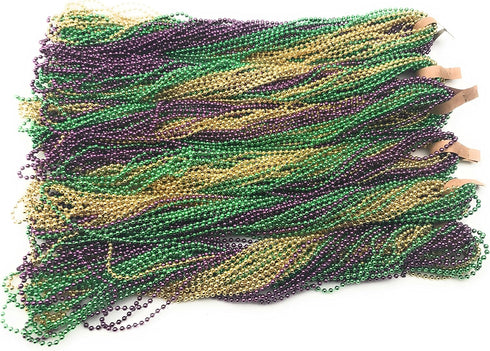Oojami 144 PCS Mardi Gras Beads Green Purple Gold Metallic Beads Necklaces Accessories BulkCarnival Beads Necklace for Parade Throws Party Decorat...