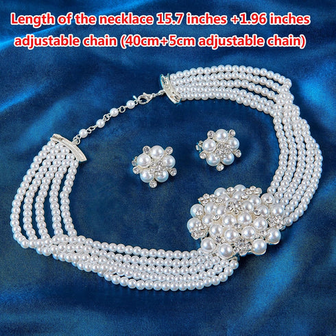 Audrey Hepburn Style Faux Pearl Necklace Set Strand Ear clip or Stud Pin on Earrings for selection Wedding Inspired by Breakfast at Tiffany's for ...