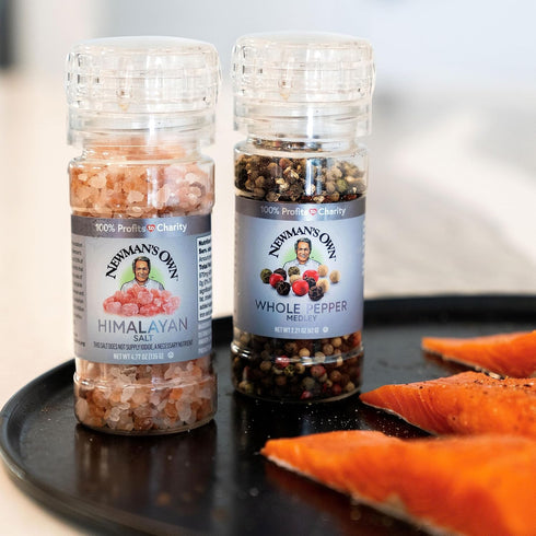 Newman's Own Spices, Salt and Pepper Grinder Set (Himalayan Salt & Whole Pepper Medley Grinders), 2 Count - Kosher...