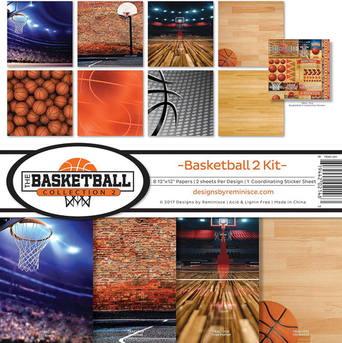 Reminisce Basketball Collection 2 Scrapbook Kit, Vin Tall, 27.6"X35.4"...