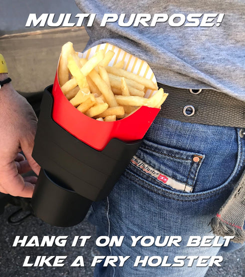 MAAD™ 'Fries on The Fly' Universal Car French Fry Holder for Cup Holder - Perfect White Elephant Gift Idea, Stocking Stuffer...