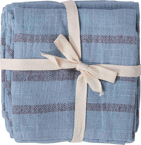 Creative Co-Op 18" Square Cotton Woven Overdyed Blue Stripes (Set of 4) Napkins, Aqua...