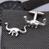 Shiny Silver Tone Long Neck Dinosaur Cufflinks For Men With Gift Box...