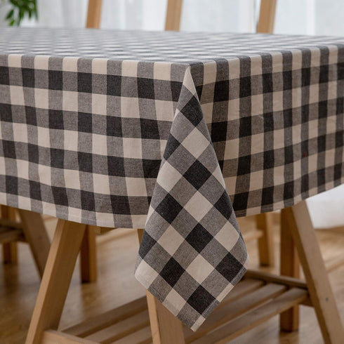 Aquazolax Table Cloths for Rectangle Tables Gray Buffalo Plaid Extra Long Farmhouse Decorative Wrinkle Free Table Covers for 6 Foot Table, 54Wx 10...