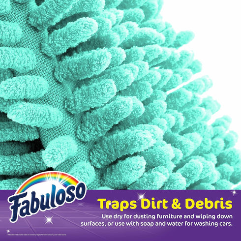 Fabuloso Microfiber Cleaning Mitt, 3 Pack, Teal | Lint-Free, Scratch-Free Cleaning Glove for Surfaces and Furniture | Microfiber Dustless Hand Clo...