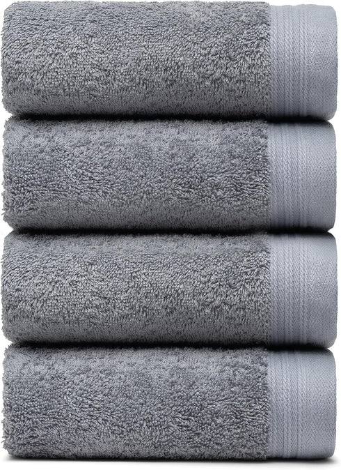 Premium Towel Set of 4 Hand Towels 18" x 30" Color: Dark Grey |100% Cotton|4 Ultra Soft and Highly Absorbent Hand Towels for Bathroom, Gym, Hotel,...