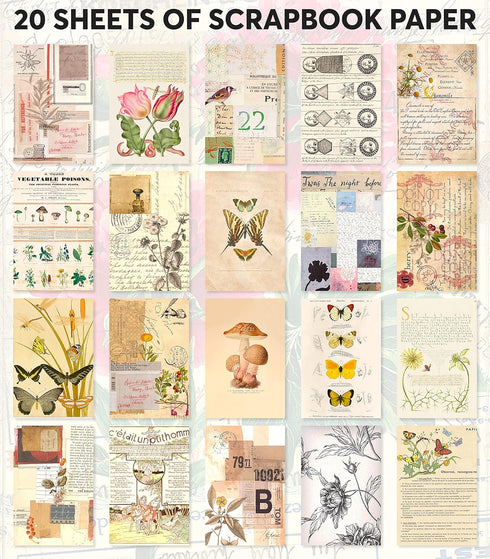 FAYWARE Vintage Washi Stickers for Journaling - Ephemera Book for Journaling with 414 Stickers & 20 Scrapbook Papers. Junk Journal Supplies, Scrap...