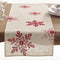 Saro Lifestyle Embroidered Snowflakes Table Runner, 16"x54", Red...