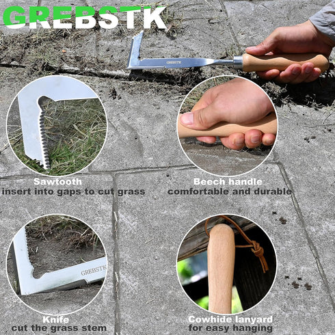 GREBSTK Crack Weeder Crevice Weeding Tool Manual Weeder Beech Handle Lawn Yard Gardening Tool...