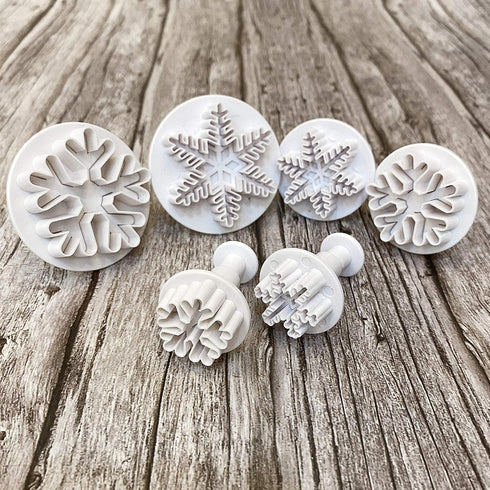 Clever Monster Snowflake Cookie Cutters Set of 6, Plunger Cutter Cake Decorating Supplies Fondant Molds Embossing Tool Snowflake Plunger Cake Cutt...
