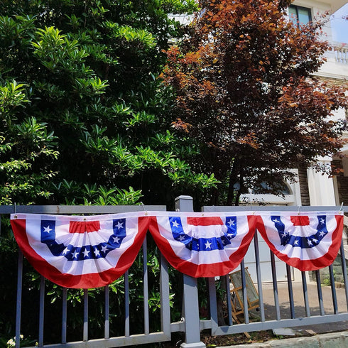 OZ American Bunting Flag, US Pleated Fan Bunting, Patriotic Banner, Fence Banner, Curtain Banner, 4th of July Flag-pack of 4...
