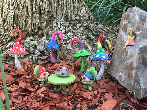 GlitZGlam Enchanted Miniature Mushroom for a Fairy Garden and Gnomes. Gnome- Fairy Garden Accessory (Rainbow)...