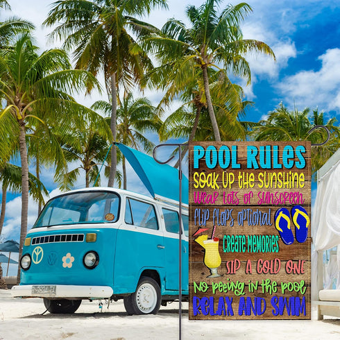 Pool Rules Garden Flag Vertical Double Sided Burlap Spring Summer Yard Outdoor Decor Home Decor (12.5 x 18, Pool Rules)...