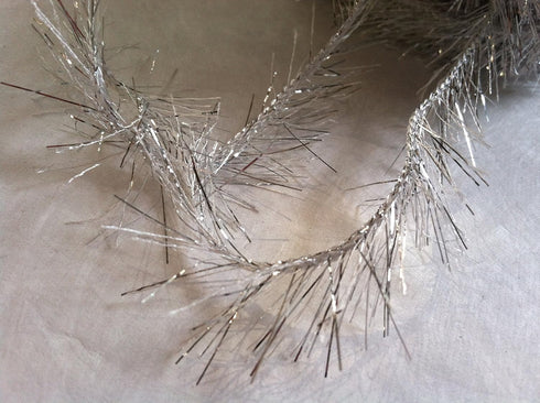 Large 100 gram skein Silver Light Gray Eyelash Dazzle Ice Metallic Eyelash Yarn...