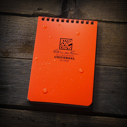 Rite in the Rain Weatherproof Top Spiral Notebook, 4" x 6", Orange Cover, Universal Pattern, 3 Pack (No.OR46-3)...