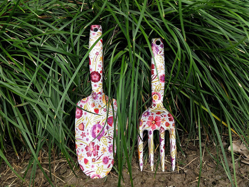 Floral Print Garden Tools Set for Women Trowel and Fork...