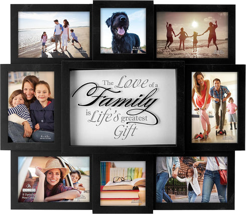 Malden International Designs The Love of a Family Dimensional Collage Black Picture Frame, 8 Option, 6-4x6 & 2-4x4, Black (8308-08)...