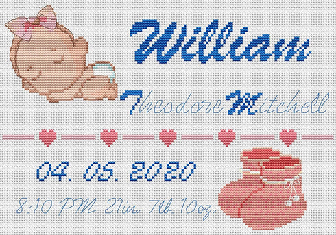 Maydear Stamped Cross Stitch Kit Birth Record Personalized DIY 14CT 2 Strands - 12.60×8.66 inch...