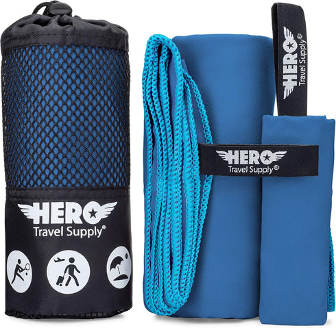 Hero Microfiber Towel - Camping, Beach - Gym, 24 X 48 (Includes Bonus Washcloth)...