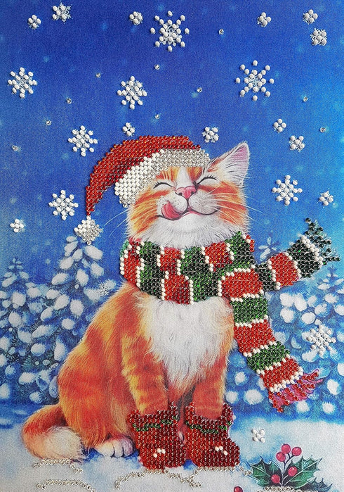 AllAboutEmbroideryUA Bead Embroidery kit Christmas Cat Beaded Cross Stitch kit Needlepoint Handcraft Tapestry kit......