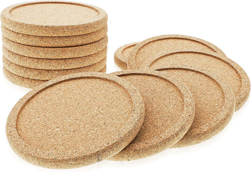 Cork Coasters with Lip for Drinks Absorbent | 12 Set 4 Inch Thick Rustic Saucer with Metal Holder Heat & Water Resistant | Best Reusable Natural R...