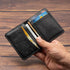 Leather Minimalist Wallet for Men, Credit Card Holder?Thin Bifold Wallet, Front Pocket Wallet, Small Card Case, Slim Wallet,Father's Day Gift (BLA...