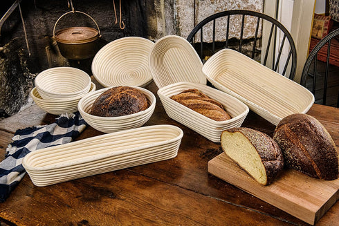 Frieling Round Proofing Basket, Brotform Bread Rising Banneton and Serving Basket, 7-Inch...