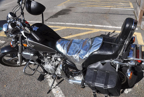 Sun Reflective Motorcycle Seat Cover Waterproof and Light Resistant Protection | Heat Resistant Shield for a Cooler Motorbike Seat | Compact with ...