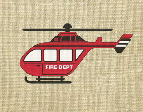 Artdash® exclusive Boy's Bedroom Art Prints: FIRE TRUCKS & Burlap (DR071) (8"×10")...