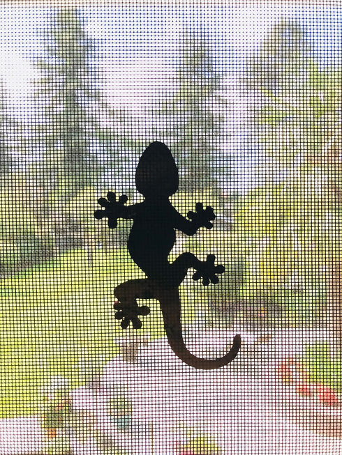 Retractable (Stickers) - 5 per Package - Keep Children Safe - Alert Birds, Dogs, Kids - Warn, Protect, Window Safety - Gecko (Black)...