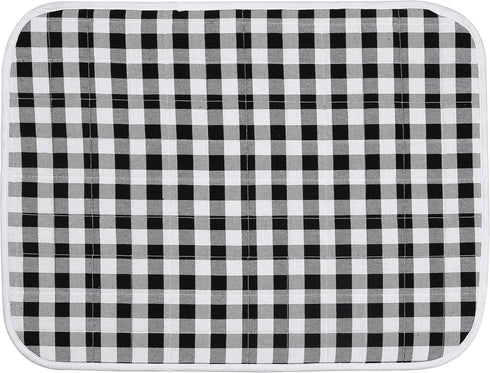 Buffalo Classic Check Plaid 2-Piece Dish Drying Mat Set - Extra Large 18"x24" Black...