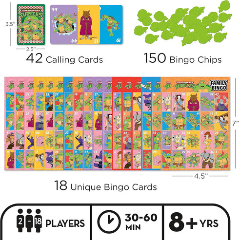 AQUARIUS Teenage Mutant Ninja Turtles Bingo Game - Fun Family Party Game for Kids, Teens and Adults - Entertaining Family Game Night Gift - Offici...