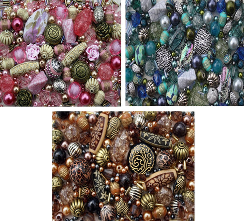 Sabrikas Approx X 1200 Adults Jewellery Making Beads Mix Starter Kit for Beginners in Blue Brown & Pink...