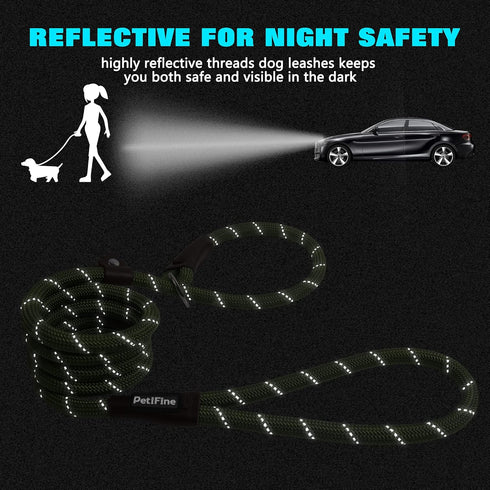PetiFine Slip Lead Dog Leash,6FT x 1/2" Reflective Durable Dog Training Leash, Heavy Duty Adjustable Nylon Dog Rope Leash Slip Leash for Small Med...