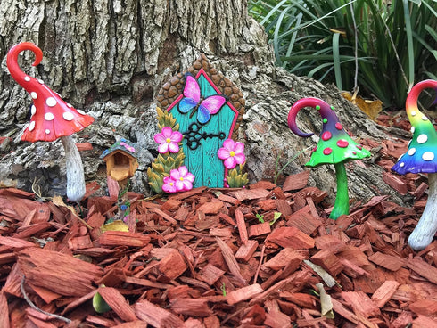 GlitZGlam Enchanted Miniature Mushroom for a Fairy Garden and Gnomes. Gnome- Fairy Garden Accessory (Rainbow)...