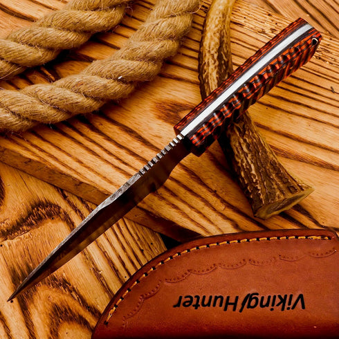 Predator 9" Damascus Steel Fixed Blade Hunting Knives Skinning Knife For Outdoor Camping Skinner Bushcraft Knives with Ergonomic EDC Exotic Wood H...