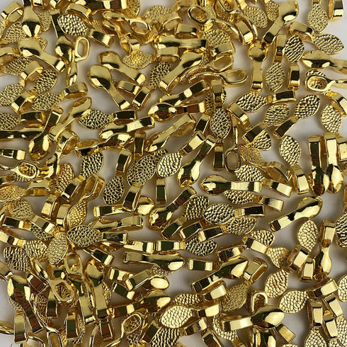 100G/Approx 195PC Gold Plated Glue on Bail Leaf Alloy Charms Pendants for Bracelet Necklace Earring DIY Jewelry Craft Making 16mm x6mm...