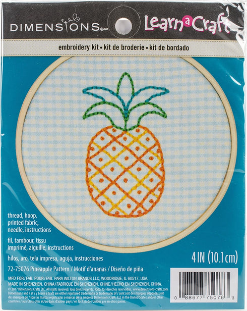 Dimensions 'Pineapple' Short N' Sweet Mini Embroidery Kit for Beginners, 4''...