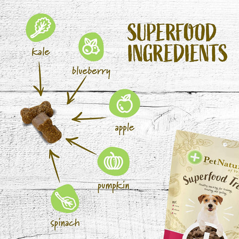 Pet Naturals Superfood Dog Treats with Blueberry and Kale - No Corn, Wheat or Artificial Ingredients - Healthy Snacks for Good Behavior and Traini...