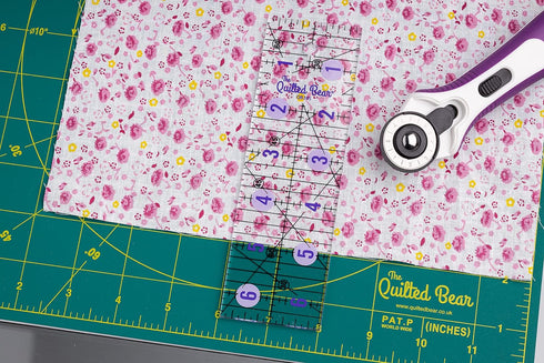 The Quilted Bear Quilting Rulers - Transparent Acrylic Non Slip Quilting, Patchwork & Sewing Ruler with Clear Black Lines & 30, 45 & 60 Degree Ang...
