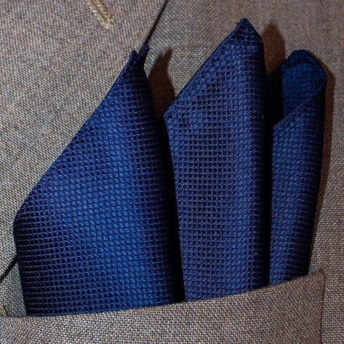 Deluxe Navy Silk Jacquard Pocket Square by Royal Silk - Premium 34-momme, 6-Ply Silk -100% Silk...