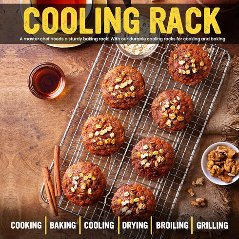 Utopia Kitchen Cooling Racks for Baking, Stainless Steel Wire Cookie Rack Fits Jelly Roll Sheet Pan, Oven Safe for Cooking, Roasting, Grilling - 1...