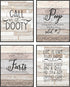 Silly Goose Gifts Funny Rustic Farm Animal Themed Bathroom Decor Wall Art Print Sets, Typography Country Bath Pictures Signs Wood Style (Call of D...