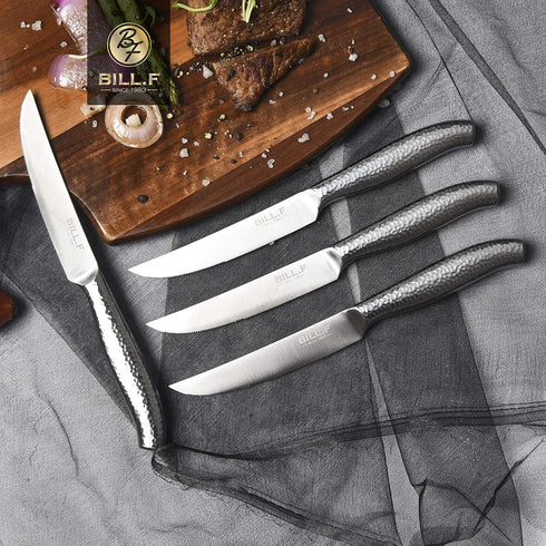 BILL.F Steak knives Serrated Steak Knife Set Stainless Steel Steak Knife Set of 4...