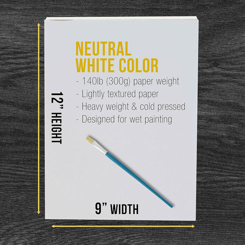 U.S. Art Supply 9" x 12" Premium Heavyweight Watercolor Painting Paper Pad, Pack of 2, 12 Sheets Each, 140 Pound (300gsm) - Cold Pressed, Acid-Fre...