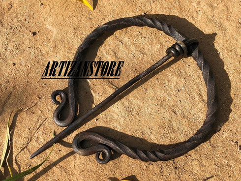 Large Twisted Penannular Brooch Cloak Pin Black...