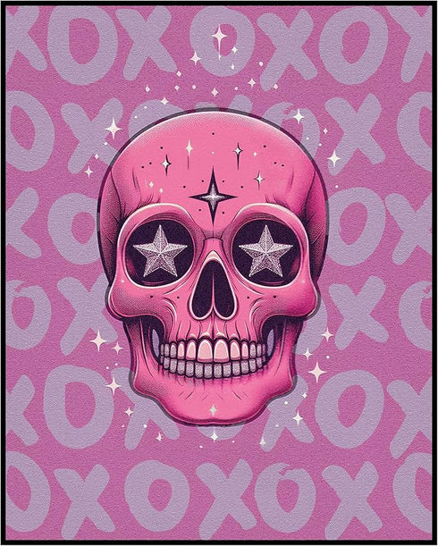 Posterizer 1 pcs-Skull Art Print-Cute Pink Girly Aesthetic Poster-Abstract & Modern Art-Girls room art-Gifts for Women-decor for Girls, Teens Bedr...