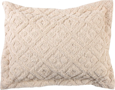 Stylemaster Diamond Tufted Chenille Sham Standard, Ivory...