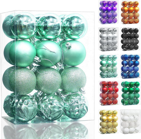 Lulu Home Christmas Ball Ornaments, 24 Ct 2.36" Pre-Strung Hanging Ornament Decorations, Xmas Shatterproof Plastic Balls for Holiday Party Wreath ...