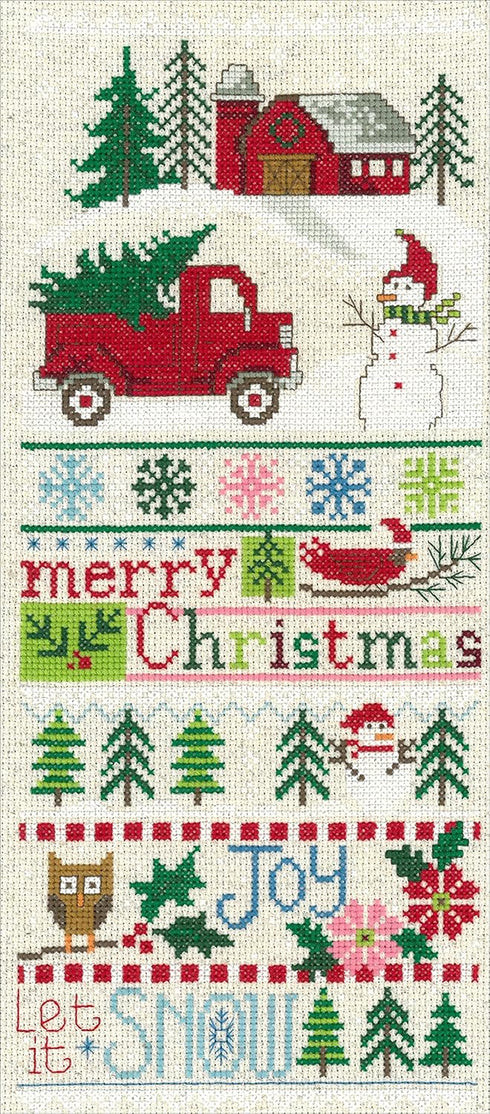 M & R Technologies 5.5" x 13" Merry Christmas Sampler 14 Imaginating Counted Cross Stitch Kit, Multicolor...